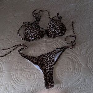 SHEIN Leopard Print Bikini Set - Brown and Black